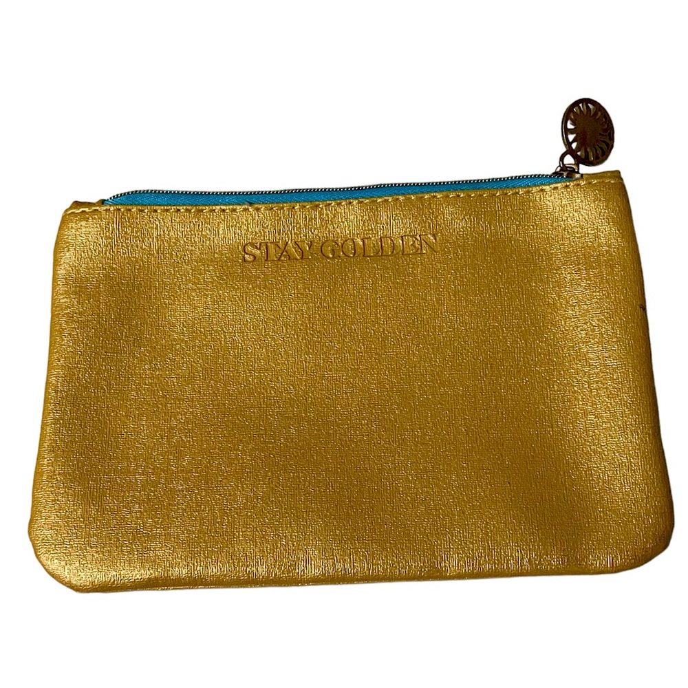 Ipsy 7.25" x 5" cosmetic bag * Stay Golden * with Sun‎ Pull and Stone